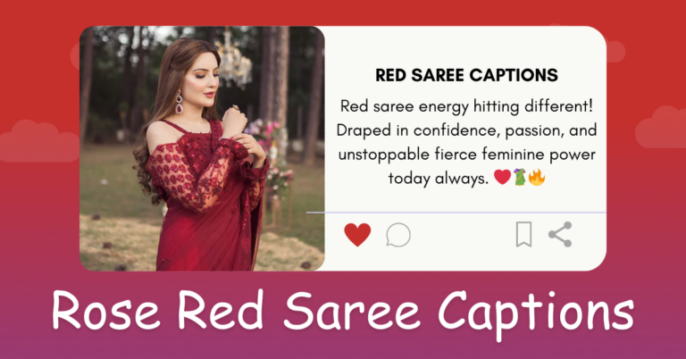 Red saree captions