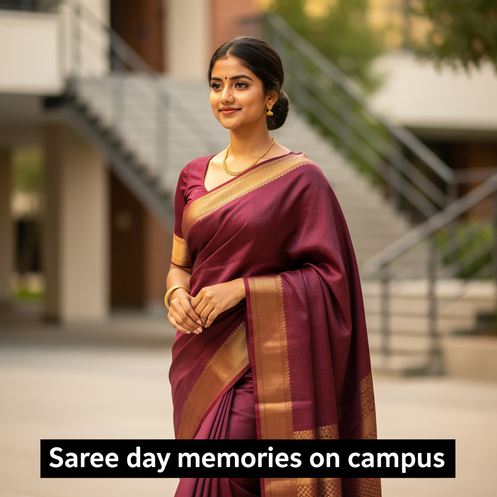 Caption for saree day in college