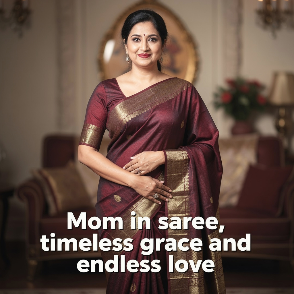 Mom saree caption