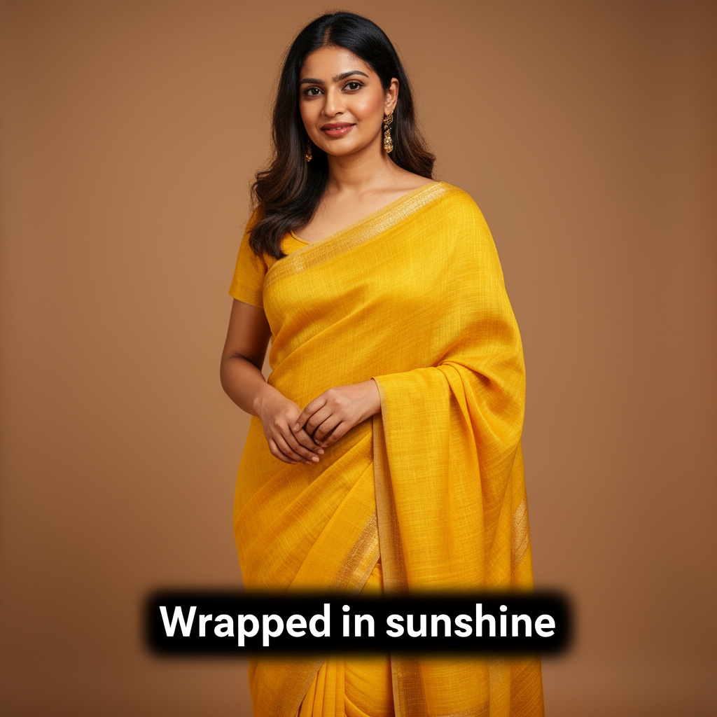 yellow saree captions